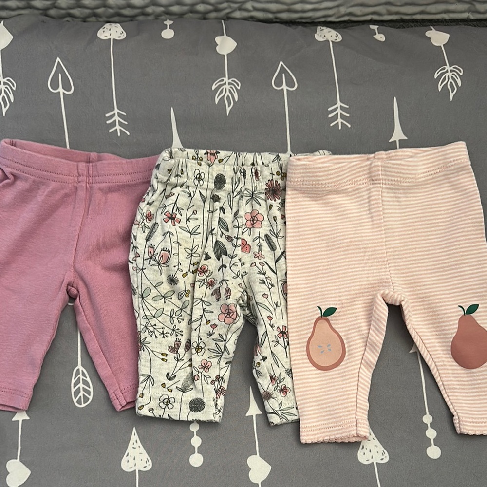 Toddler Girls' Pink & Floral Cotton Leggings - 3-Pack